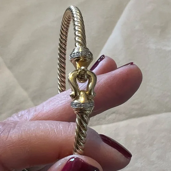 David Yurman Buckle Bracelet 18k Yellow Gold Pavé Diamonds XS - Picture 3 of 6